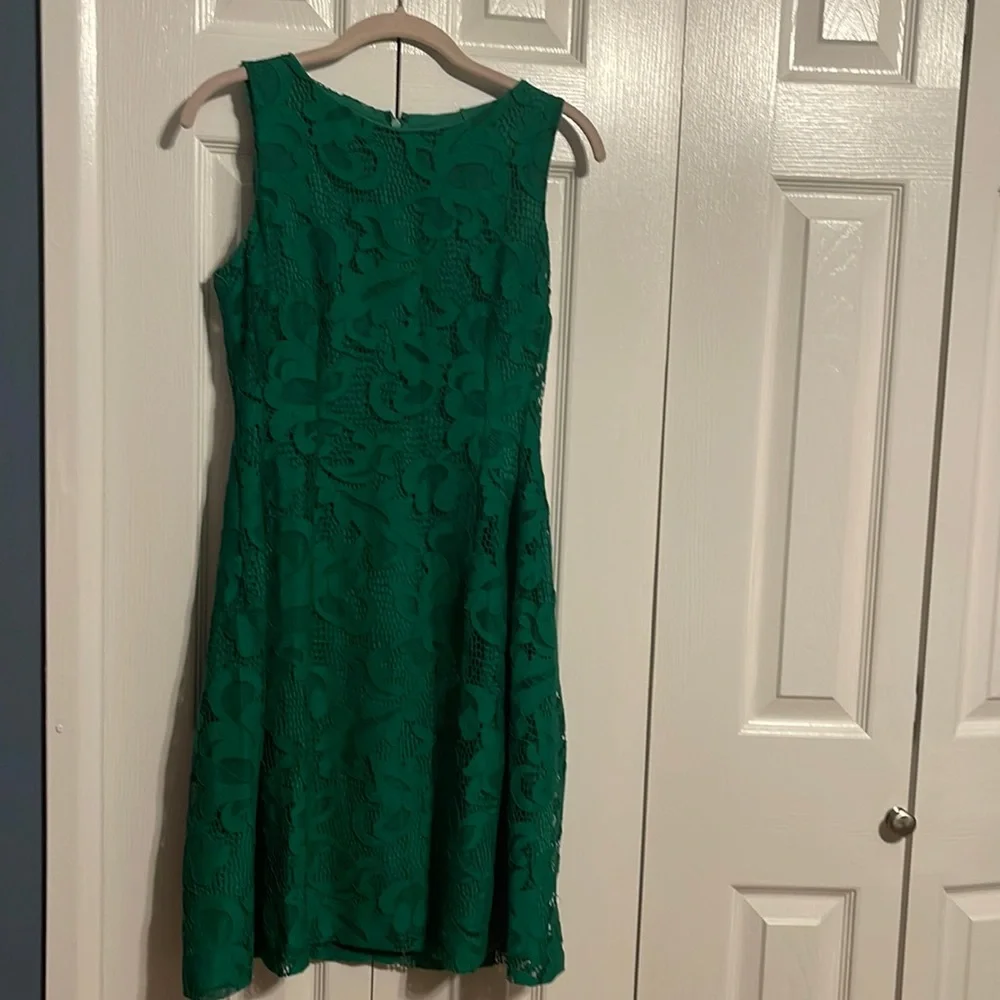 Eva Mendes for New York & Co lace overlay sleeveless green dress size 4 NWOT - Picture 2 of 14